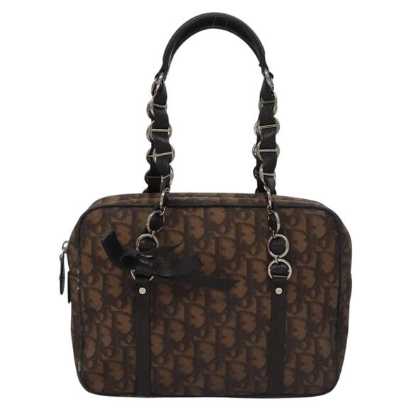 DIOR Romantic Trotter Canvas Shoulder Bag Pvc Brown - Picture 2 of 13